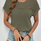 Waffle-Knit Round Neck Top