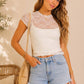 Mock Neck Lace Mesh Top