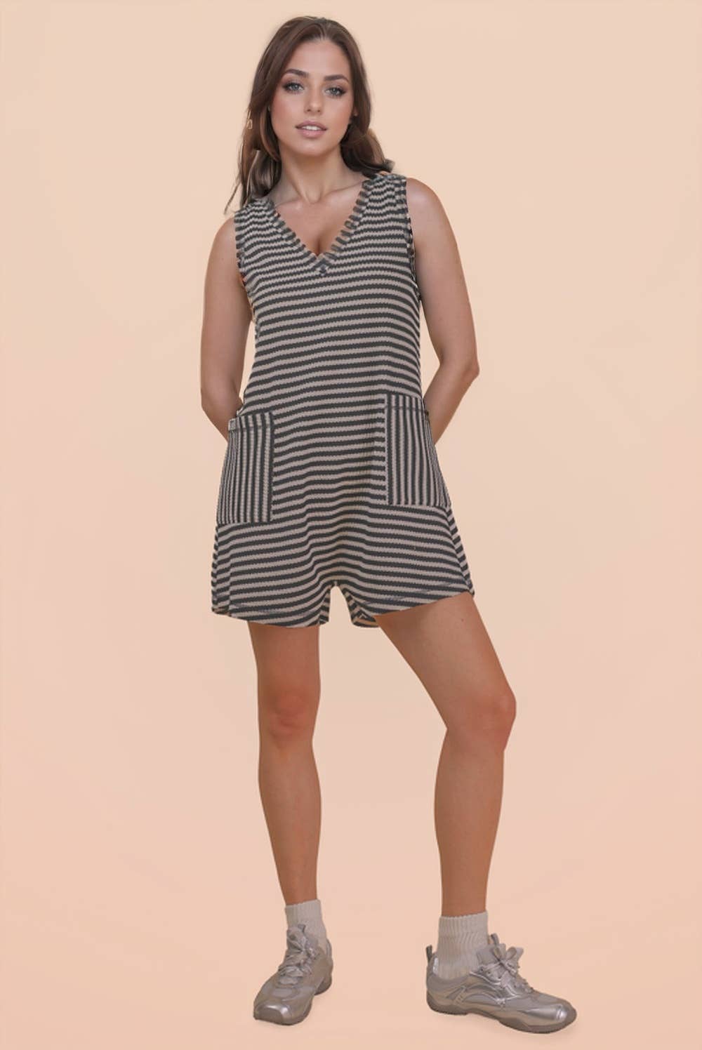 Striped Knit Romper