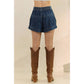 Tiered Denim Shorts with Front Buttons