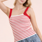 Crochet Sleeve Striped Knit Tank Top