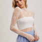 FLORAL EMBROIDERY LACE MESH LAYERING TOP
