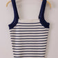 Crochet Sleeve Striped Knit Tank Top