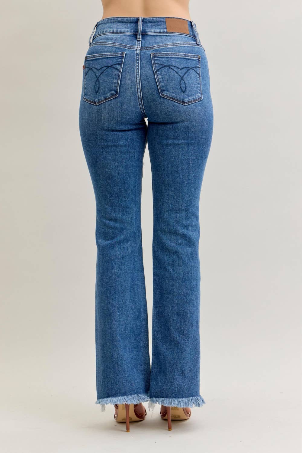 High Waisted Bootcut Double Button WB & Fray Hem