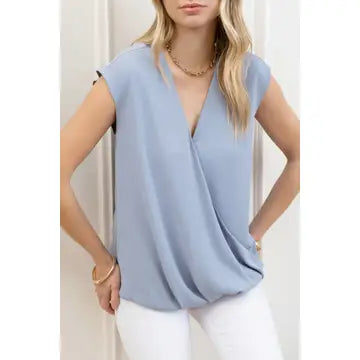 Wrap Drape Sleeveless Blouse