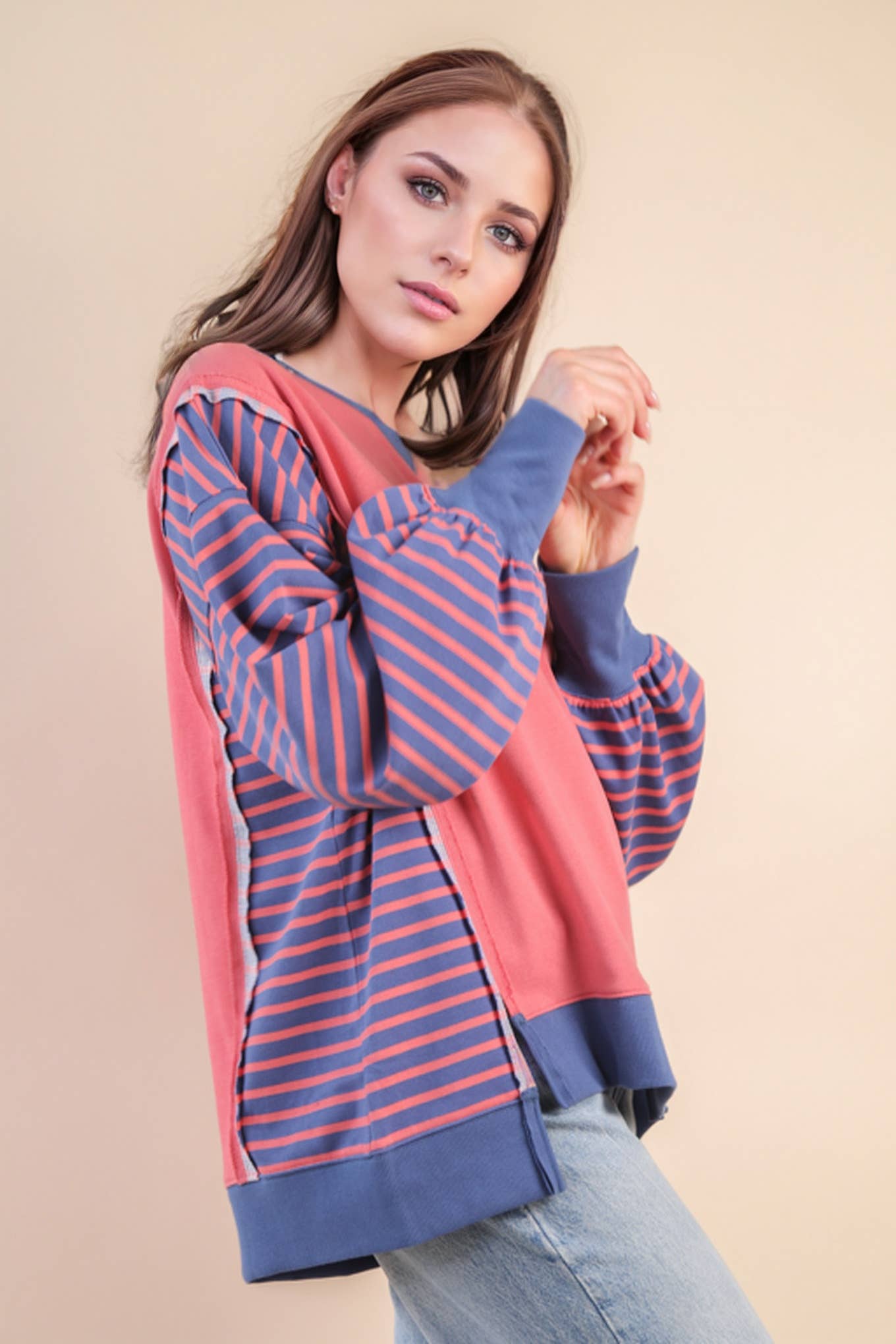 Oversized Striped Casual Knit Top