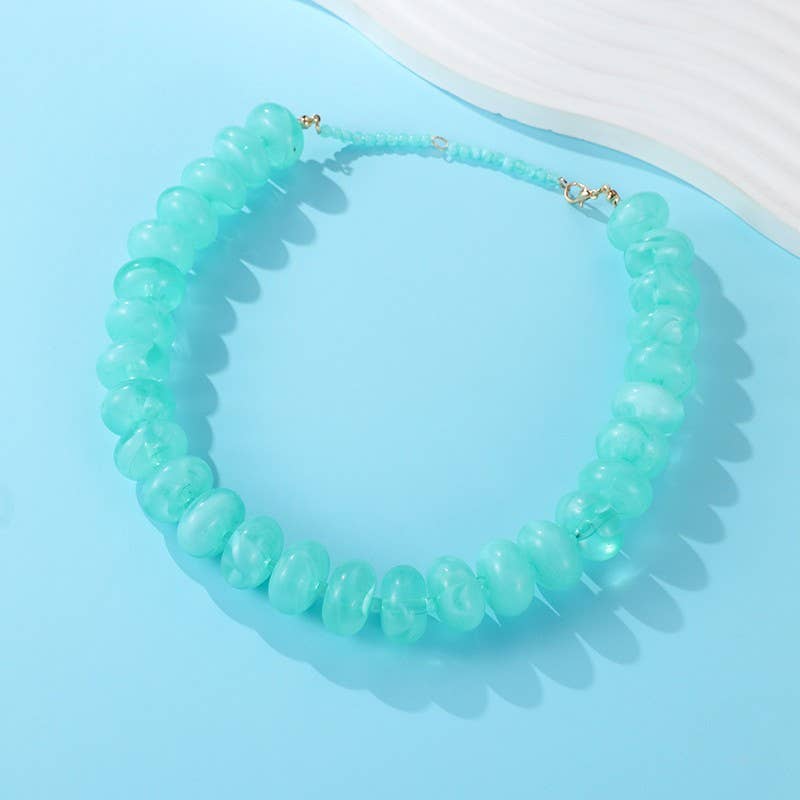 Chunky Beaded Natural Swirl Statement Necklace |
