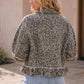 Leopard Print Frayed Ruffle Hem Shirt Jacket