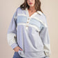 Color Block Oversized Collared Casual Knit Top