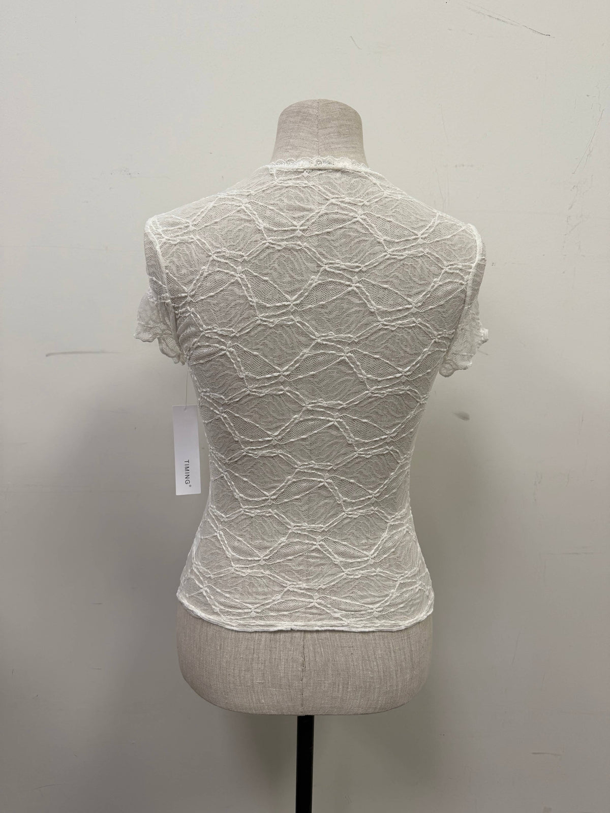 Mock Neck Lace Mesh Top