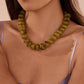 Chunky Beaded Natural Swirl Statement Necklace |