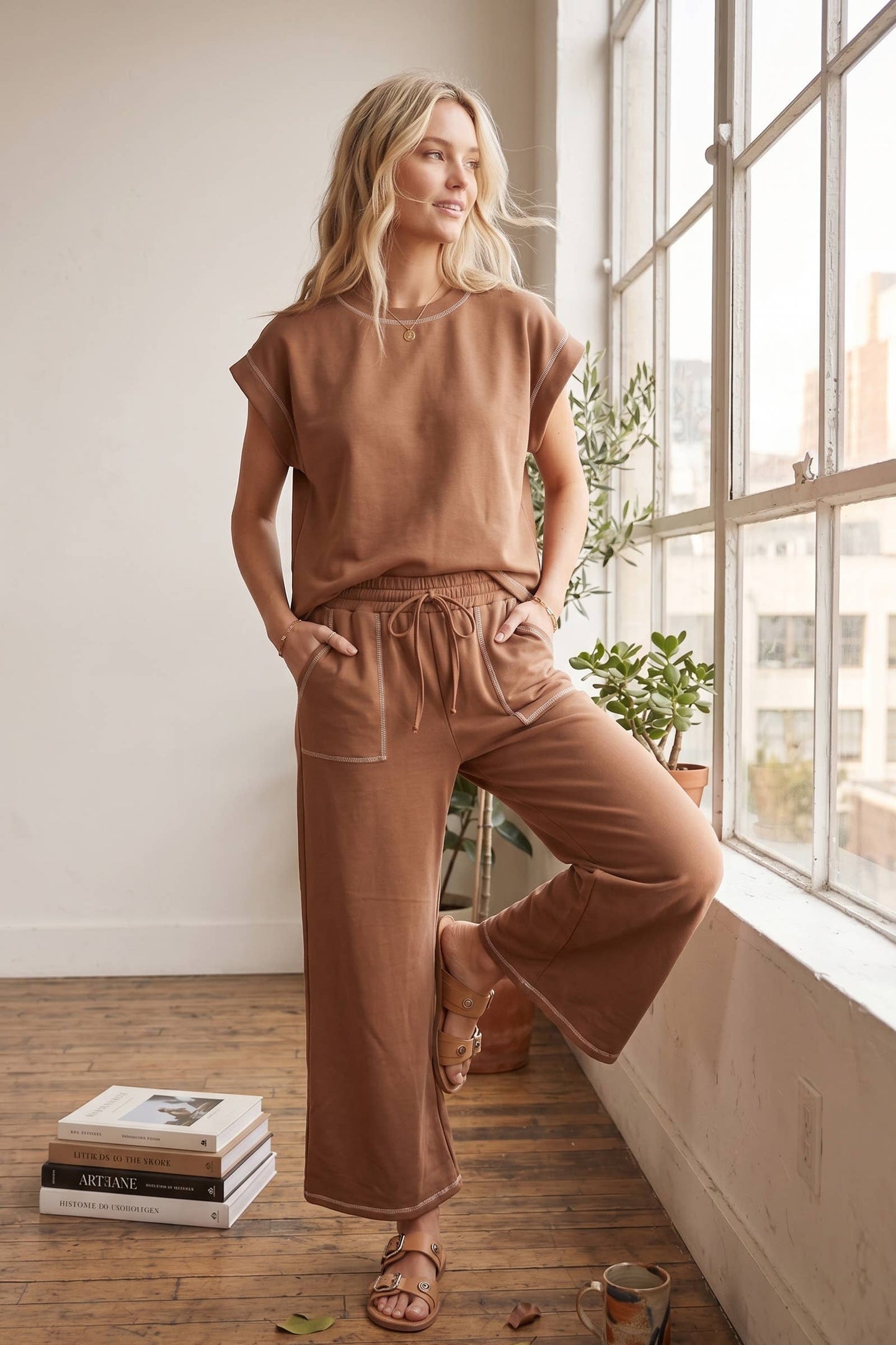 Scuba Contrast Stitch Lounge Set