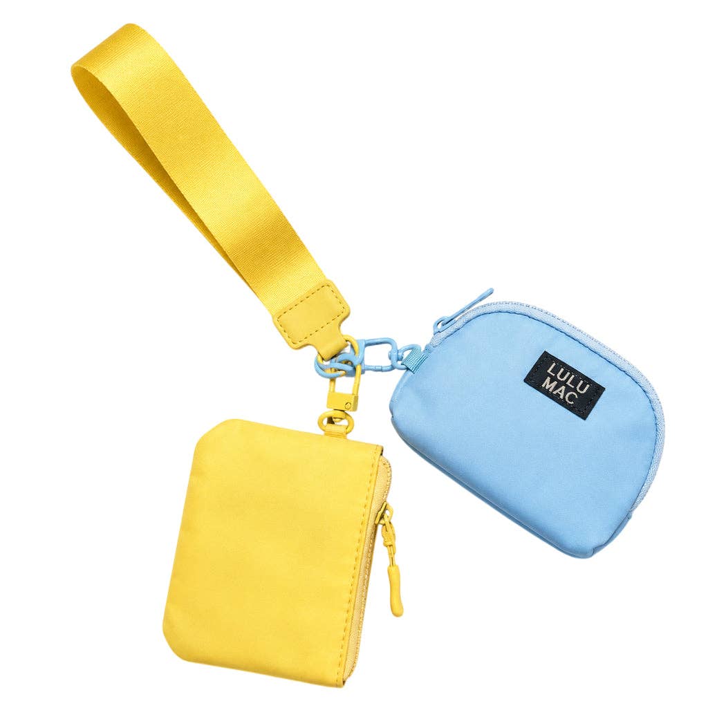 LULU MAC - Butter/Light Blue Double Pouch Wristlets