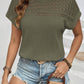 Waffle-Knit Round Neck Top