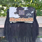 Upcycled LV Cowhide Leather Fringe Crossbody Bag Western