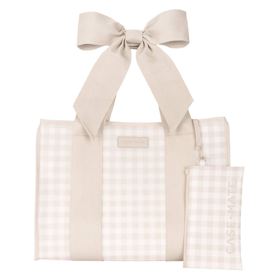 Case-Mate Latte Gingham Bow Jelly Tote Bag (Classic)