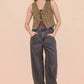 JEAN Acid Washed Denim Front Tie Vest