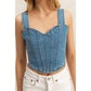 Washed Denim Sleeveless Bustier Top