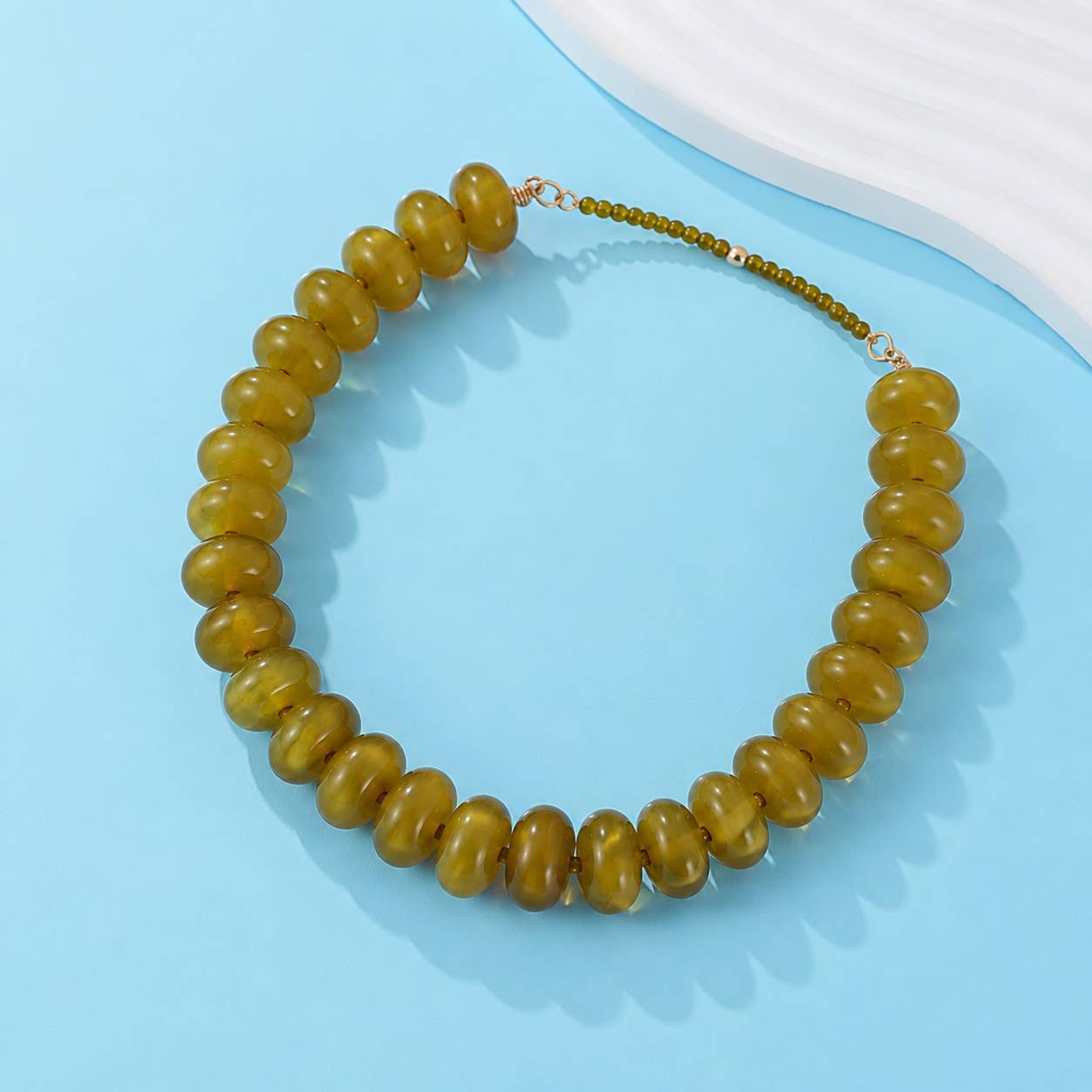 Chunky Beaded Natural Swirl Statement Necklace |