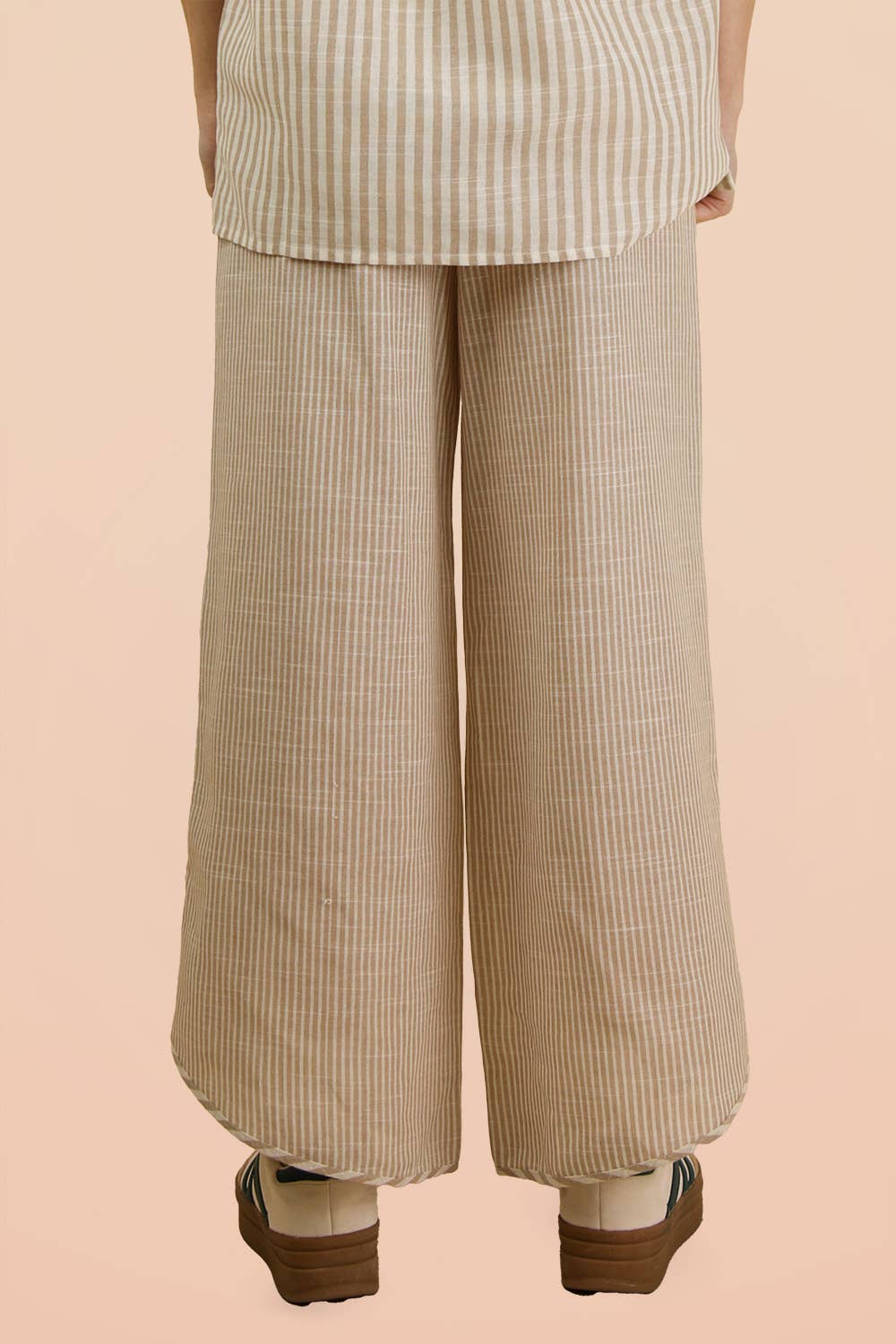 Lace Contrast Stripe Wide Leg Pants