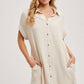 BUTTON UP SHIRT DRESS WITH POCKET