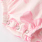 Girls Pink Bow Print Short Sleeves Romper