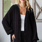Solid Rib Button Balloon Sleeve Cardigan
