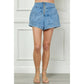 Tiered Denim Shorts with Front Buttons