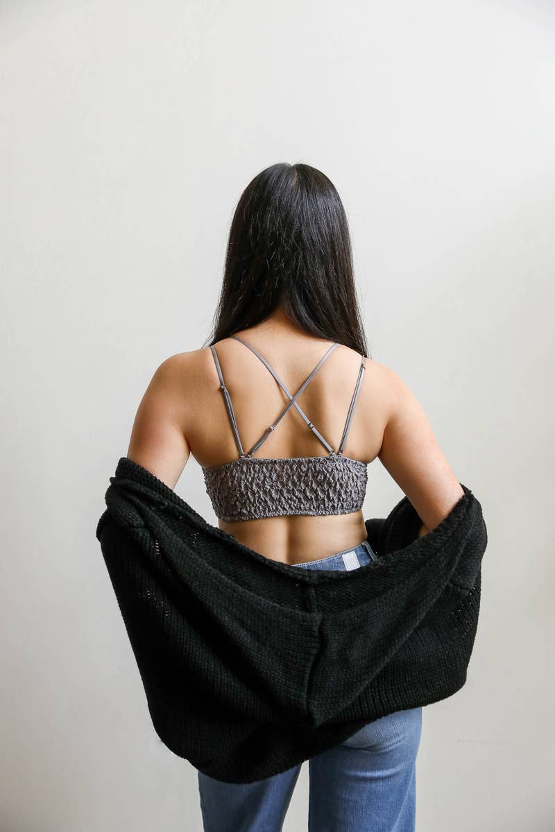 Padded Crochet Lace Longline Bralette