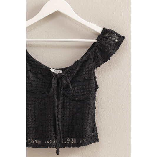 Sweetheart Neck Tie Front Lace Top