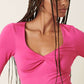 TWIST FRONT LONG SLEEVE KNIT TOP