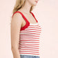 Crochet Sleeve Striped Knit Tank Top