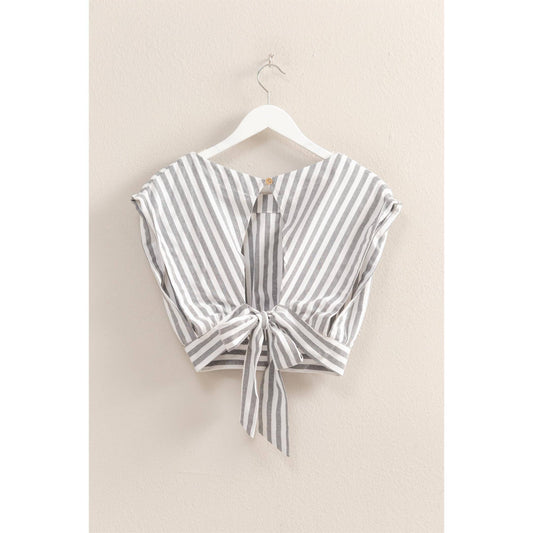 Striped Open Back Crop Top