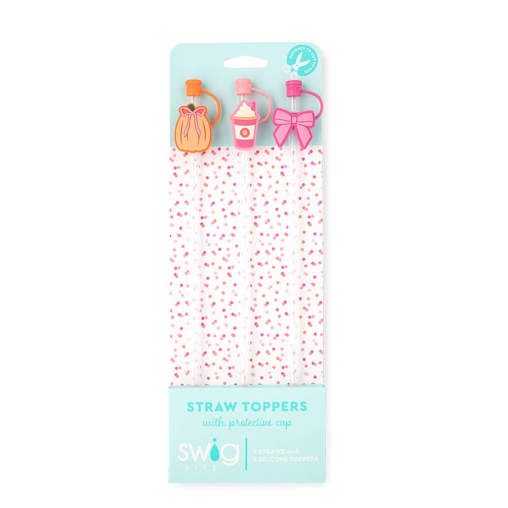 Pumpkins and Bows Straw Topper Set