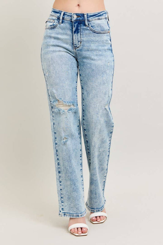 Mineral Wash High Waisted Distressed 90's Straight