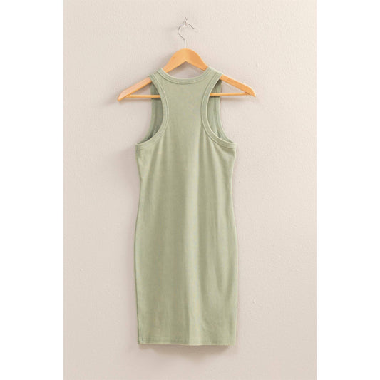 Acid Washed Ribbed Mini Dress