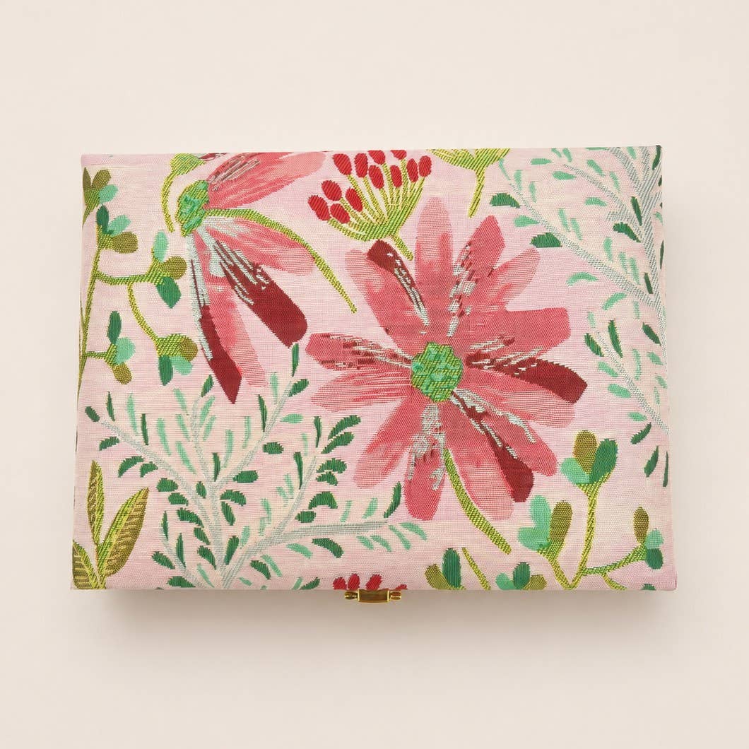 FLORAL PRINT JEWELRY ORGANIZER TRAVEL BOX CASE |