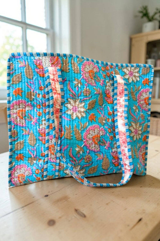 Beck Bright Blue Floral Tote Bag
