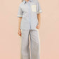 Lace Contrast Stripe Wide Leg Pants