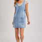 DENIM WASHED OVERALL POCKET DRESS