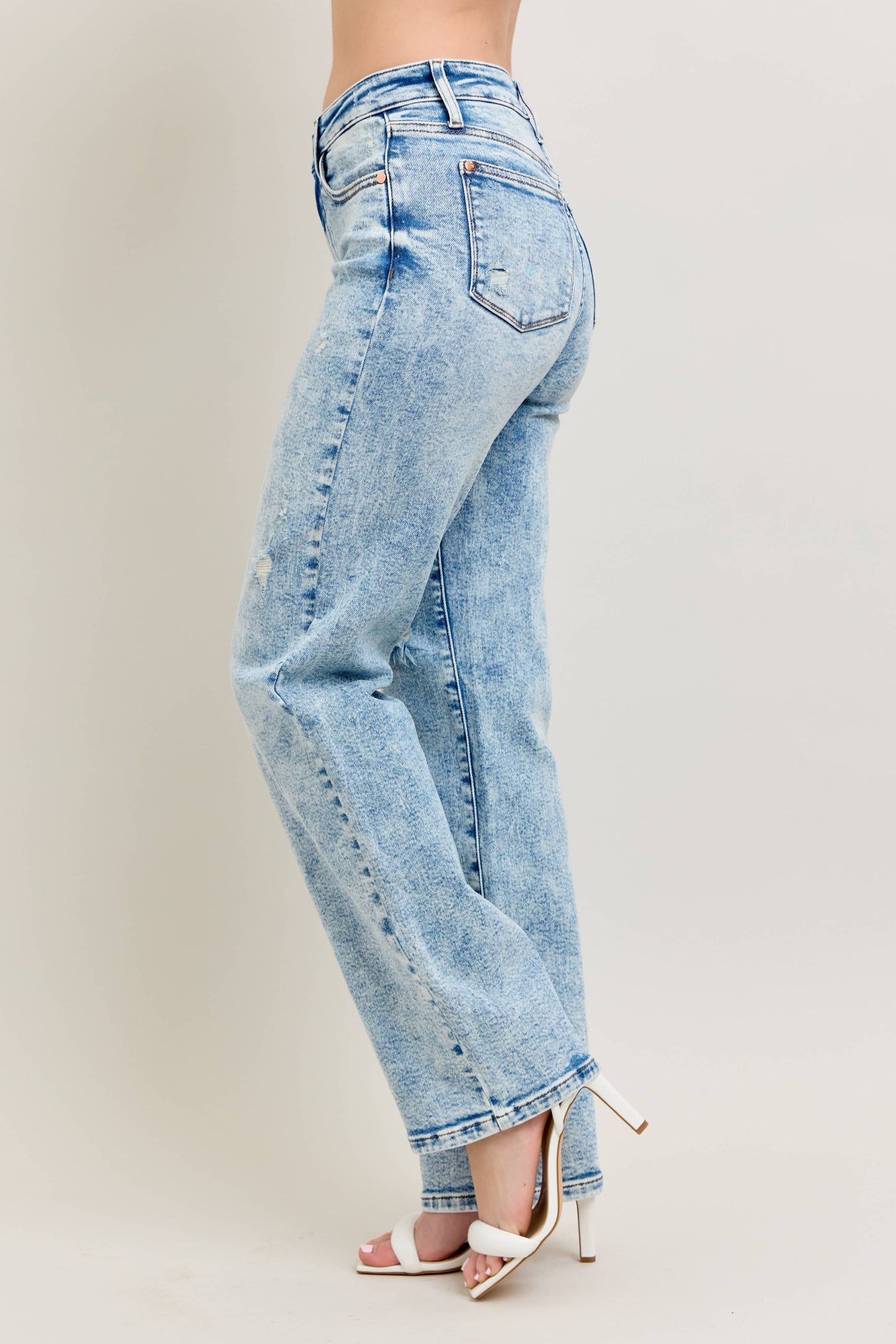 Mineral Wash High Waisted Distressed 90's Straight