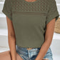 Waffle-Knit Round Neck Top