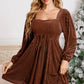 Velvet Corded Tie Back Babydoll Mini Dress