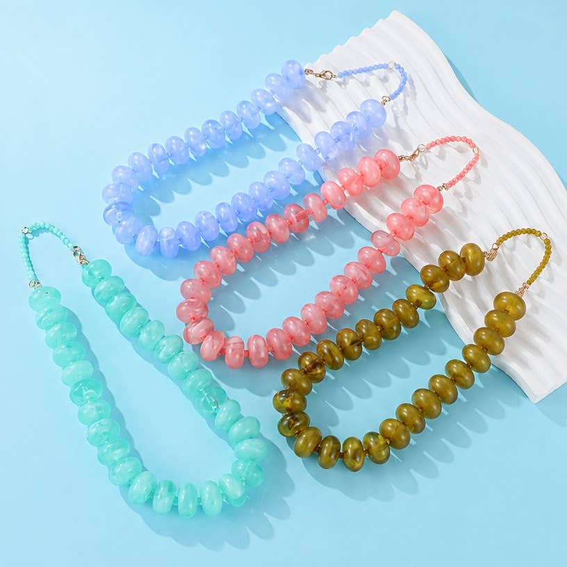 Chunky Beaded Natural Swirl Statement Necklace |