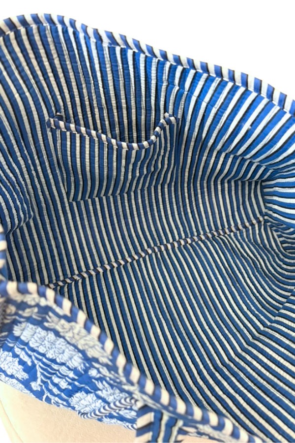 Melody Blue and White Floral Tote Bag