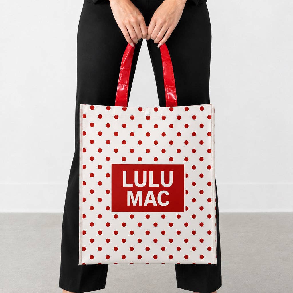 REUSABLE TOTE - WHITE/RED DOT