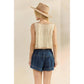 Tiered Denim Shorts with Front Buttons