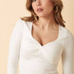 TWIST FRONT LONG SLEEVE KNIT TOP
