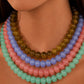 Chunky Beaded Natural Swirl Statement Necklace |