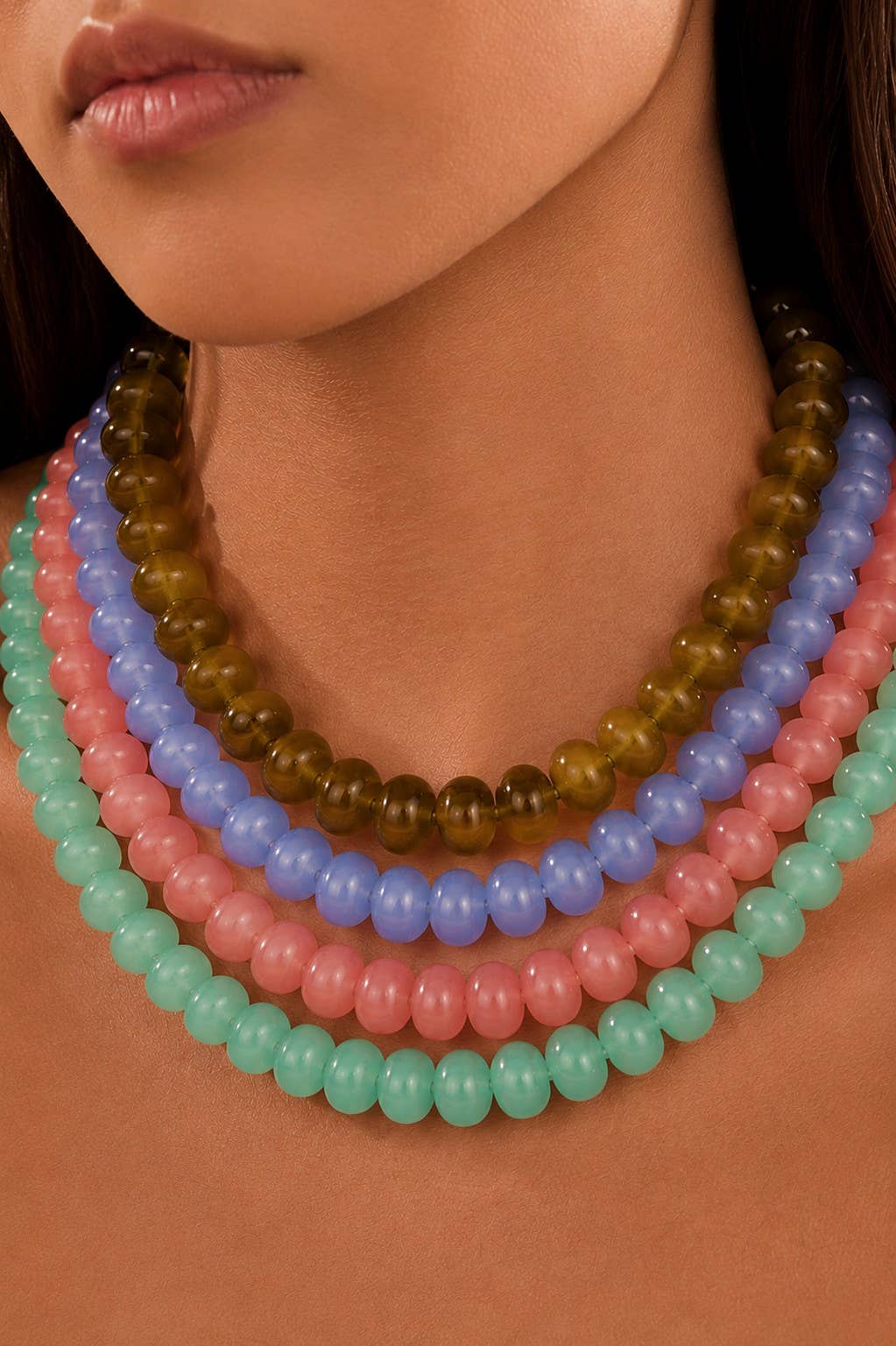 Chunky Beaded Natural Swirl Statement Necklace |